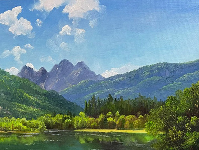 原創朝鮮油畫可合影趙主日《風景》