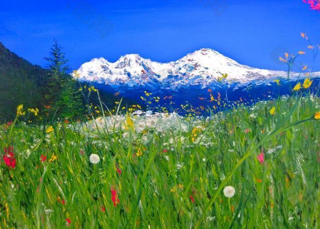 油畫(huà) 雪山草地圖片裝飾裝修素材免費(fèi)下載(圖片編號(hào):3034950)-六圖網(wǎng)