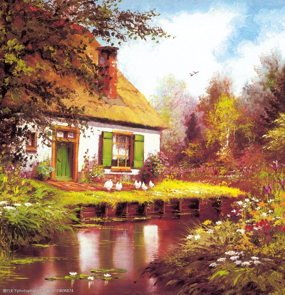 風景油畫寫生圖片