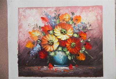 現貨歐式刀花風景油畫 四季綻放的藝術魅力